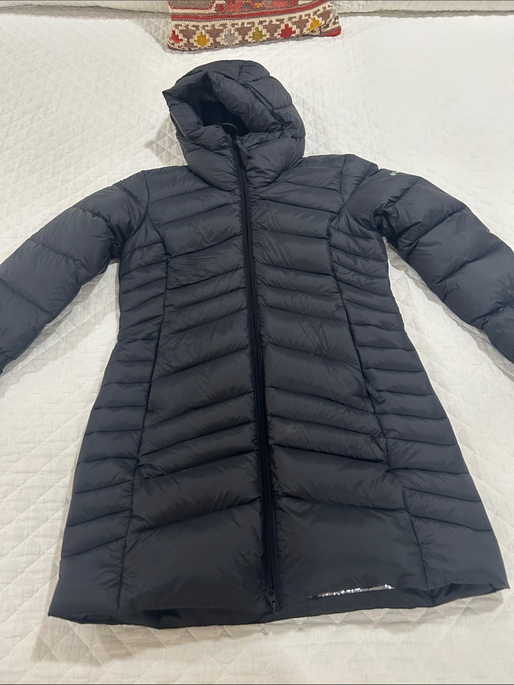 Columbia Long Black Hooded Puffer Coat/Parka